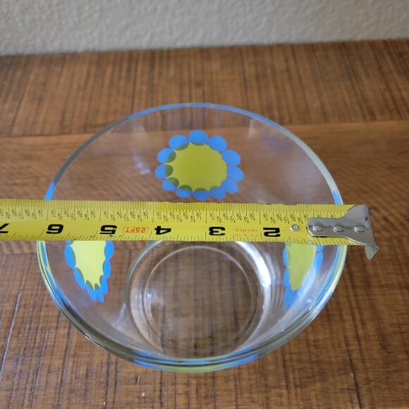 Vintage 1970s Colony Ice Bucket Blue Green Flower Mod Glass Mid Century Bowl - Picture 5 of 10